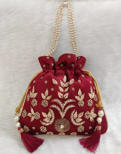 Designer Potli Bag in Raw Silk