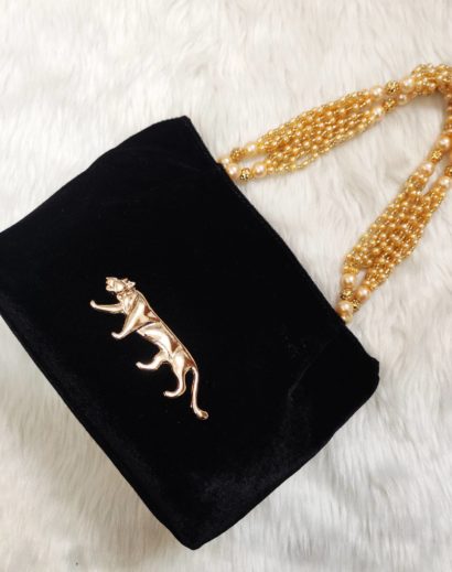 Stylish Black Party Bag in Velvet