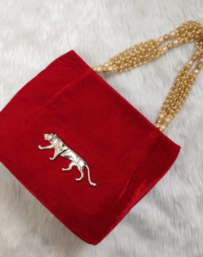 Stylish Red Party Bag in Velvet