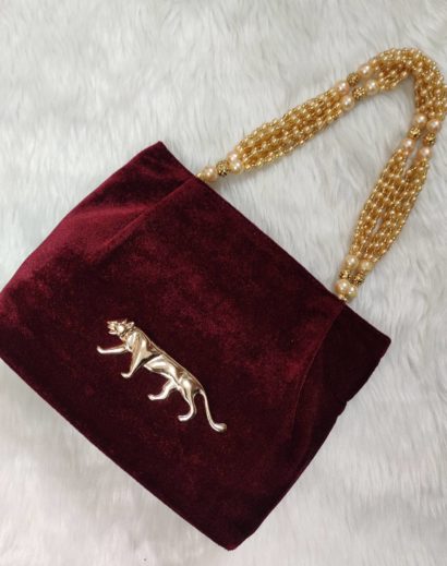 Stylish Maroon Party Bag in Velvet