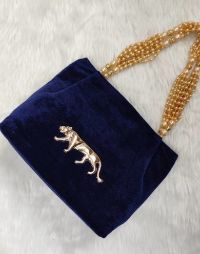 Blue Stylish Party Bag in Velvet