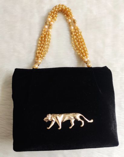 Black Stylish Party Bag in Velvet