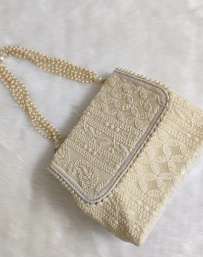 Cream Chikankari Bag