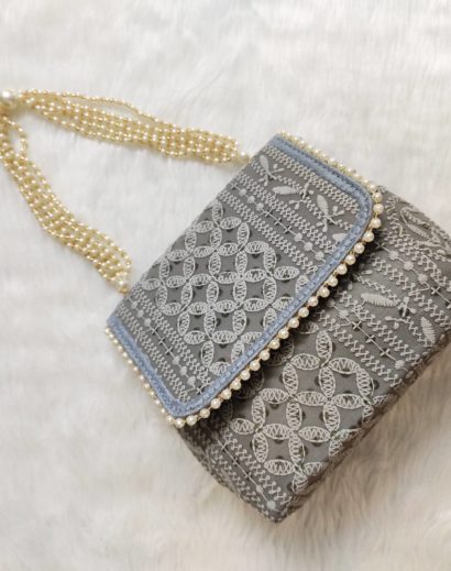 Grey Chikankari Bag