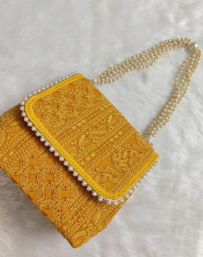 Yellow Chikankari Bag