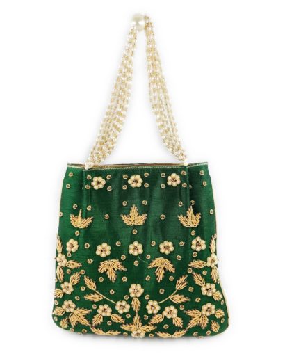 Raw Silk Potli Bag with Diamond Work