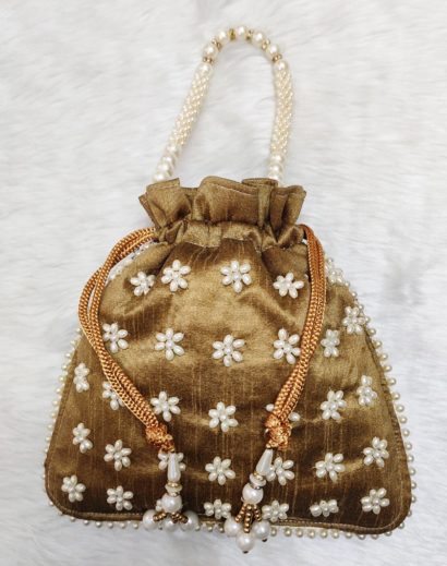 Brown Potli Bag with Beadwork