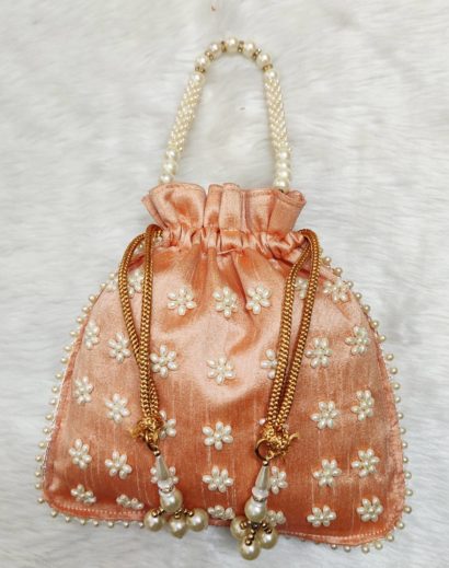 Orange Potli Bag with Beadwork