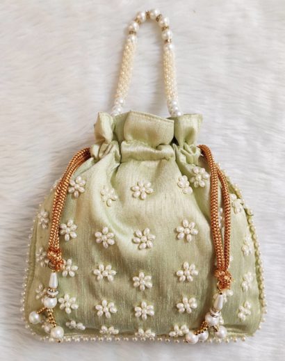 Decorative Pista Color Potli Bag