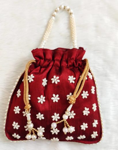 Maroon Clutch Batwa Potli Bag for Wedding