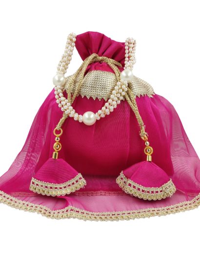 Heavy Net Potli Bag with Pearl handle